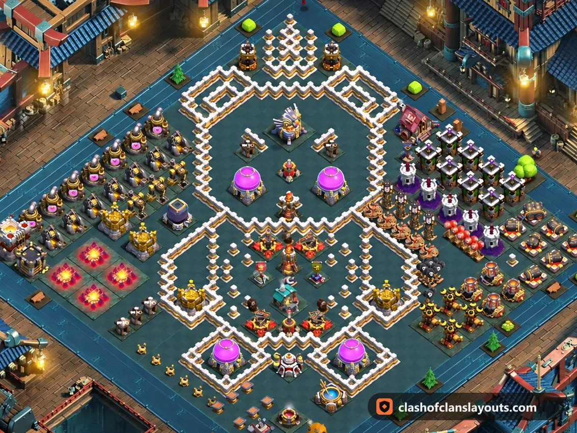 Base Fun TH11 89 : plan de base fun HDV 11 Clash of Clans, image complète de la base