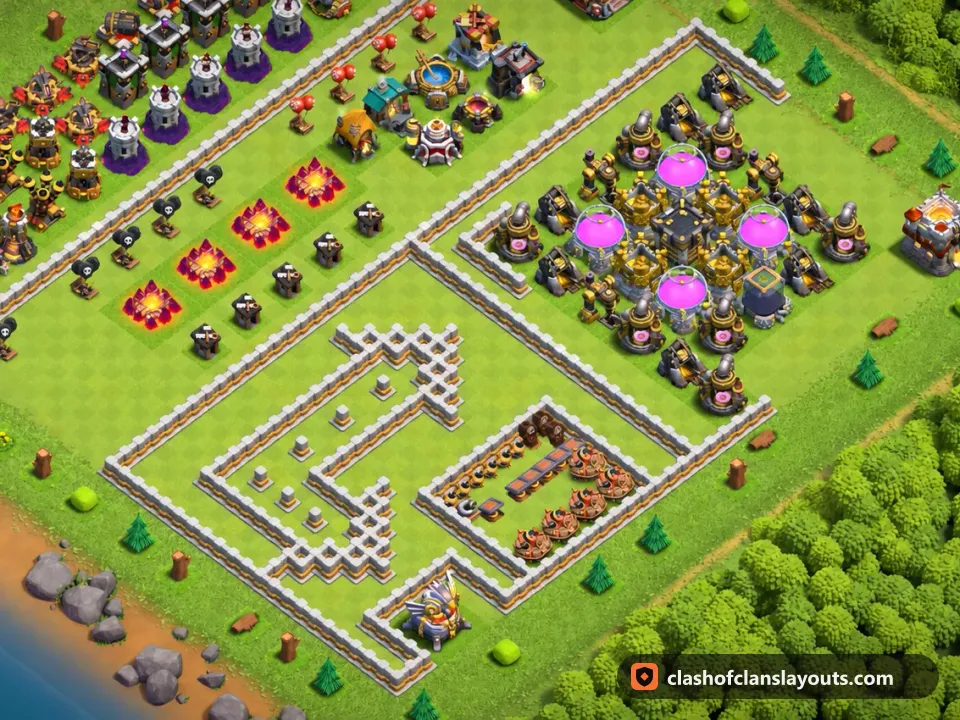 TH11 Funny Base Layout 91: Clash of Clans Town Hall 11 fun base layout, full base picture