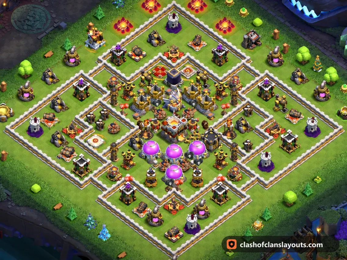 TH11 하이브리드 배치 38: 클래시 오브 클랜 마을회관 11 하이브리드 배치, 전체 배치 이미지