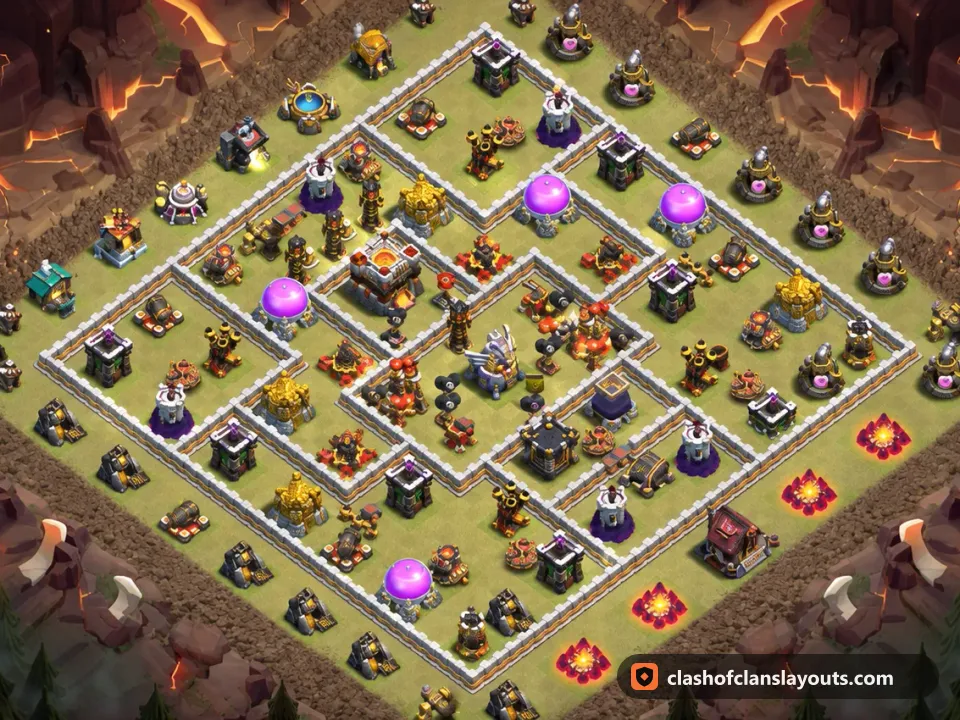 TH11 Trophy Base Layout 137: Clash of Clans Town Hall 11 trophy base layout, full base picture