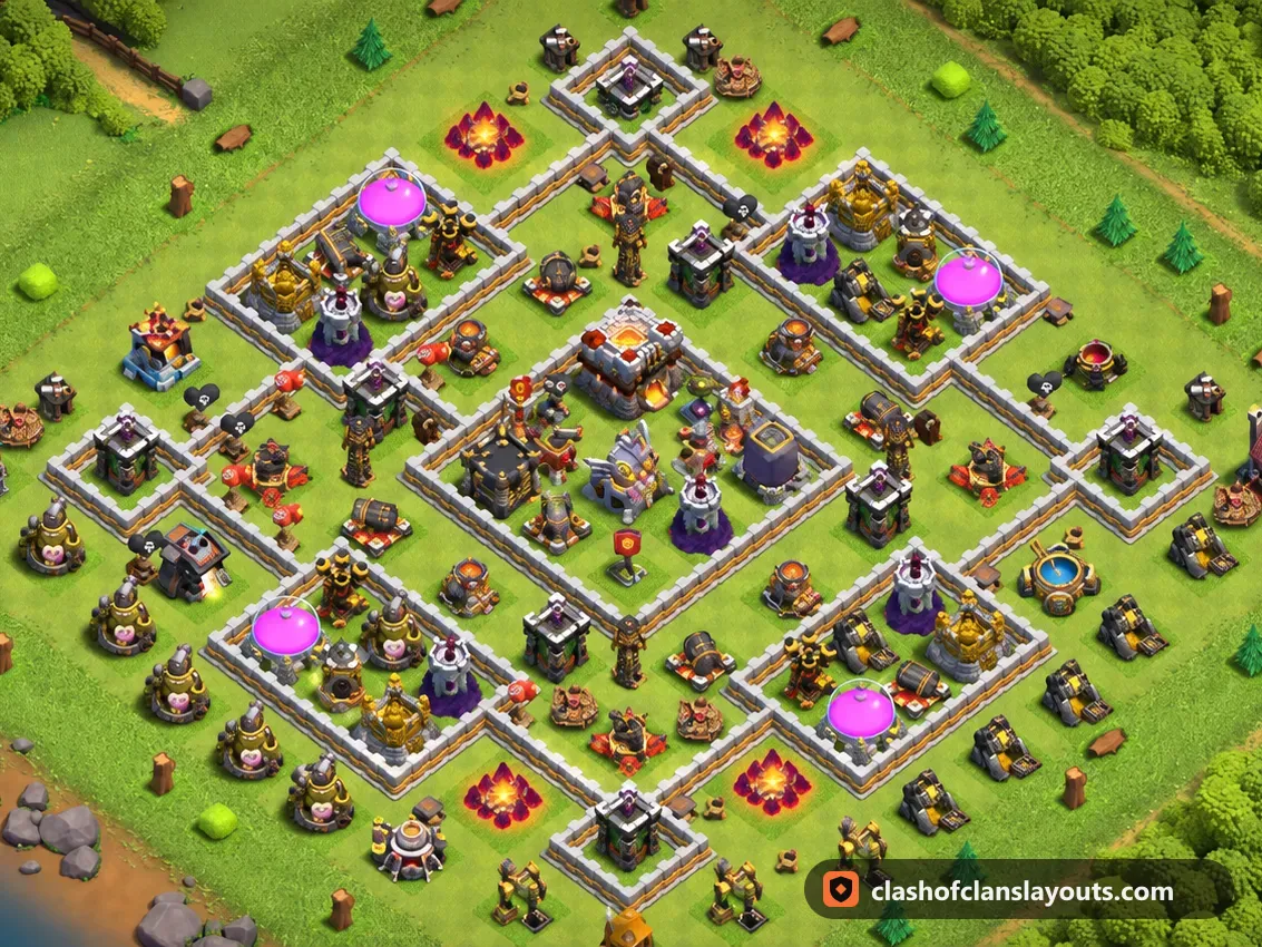 Base Trofi TH11 139: layout base Trofi Clash of Clans Town Hall 11, gambar base lengkap