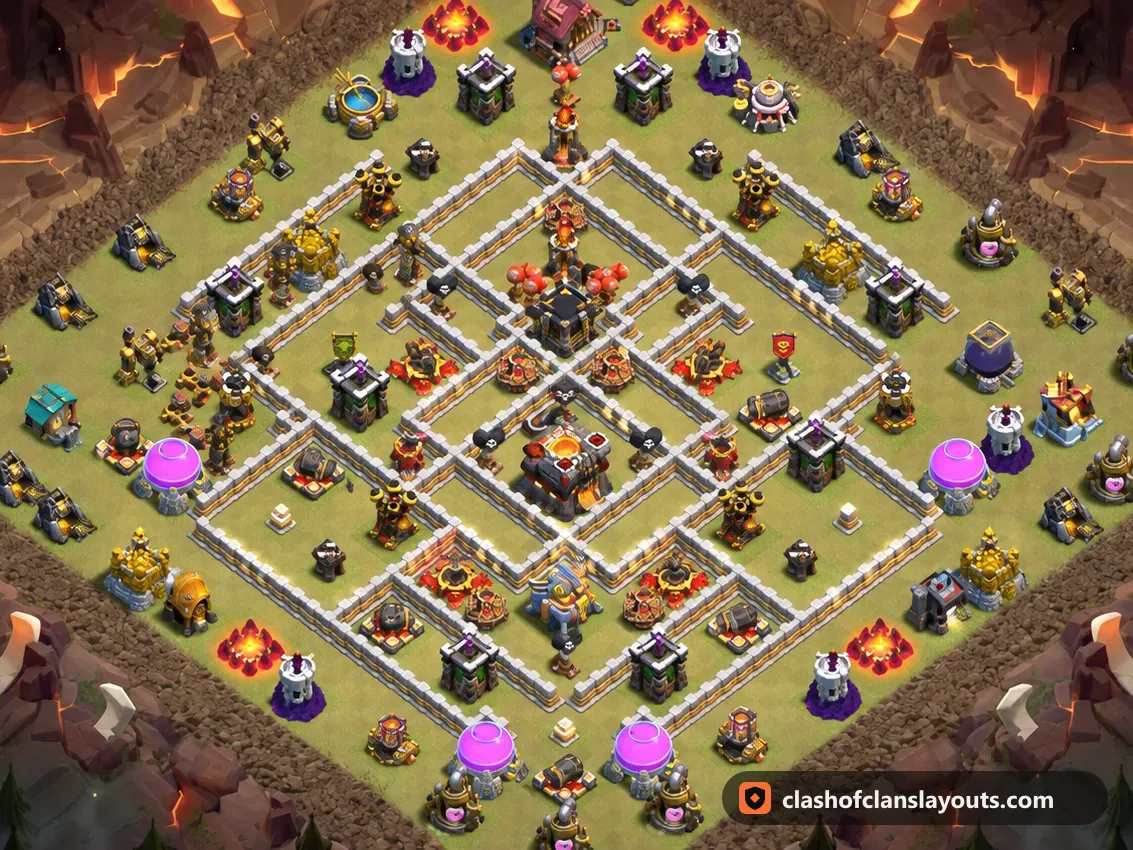 TH11 War Base Layout 191: Clash of Clans Town Hall 11 war base layout, full base picture