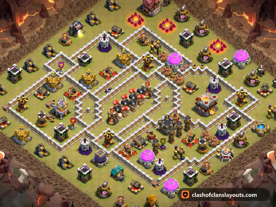 TH11 War Base Layout 192: Clash of Clans Town Hall 11 war base layout, full base picture