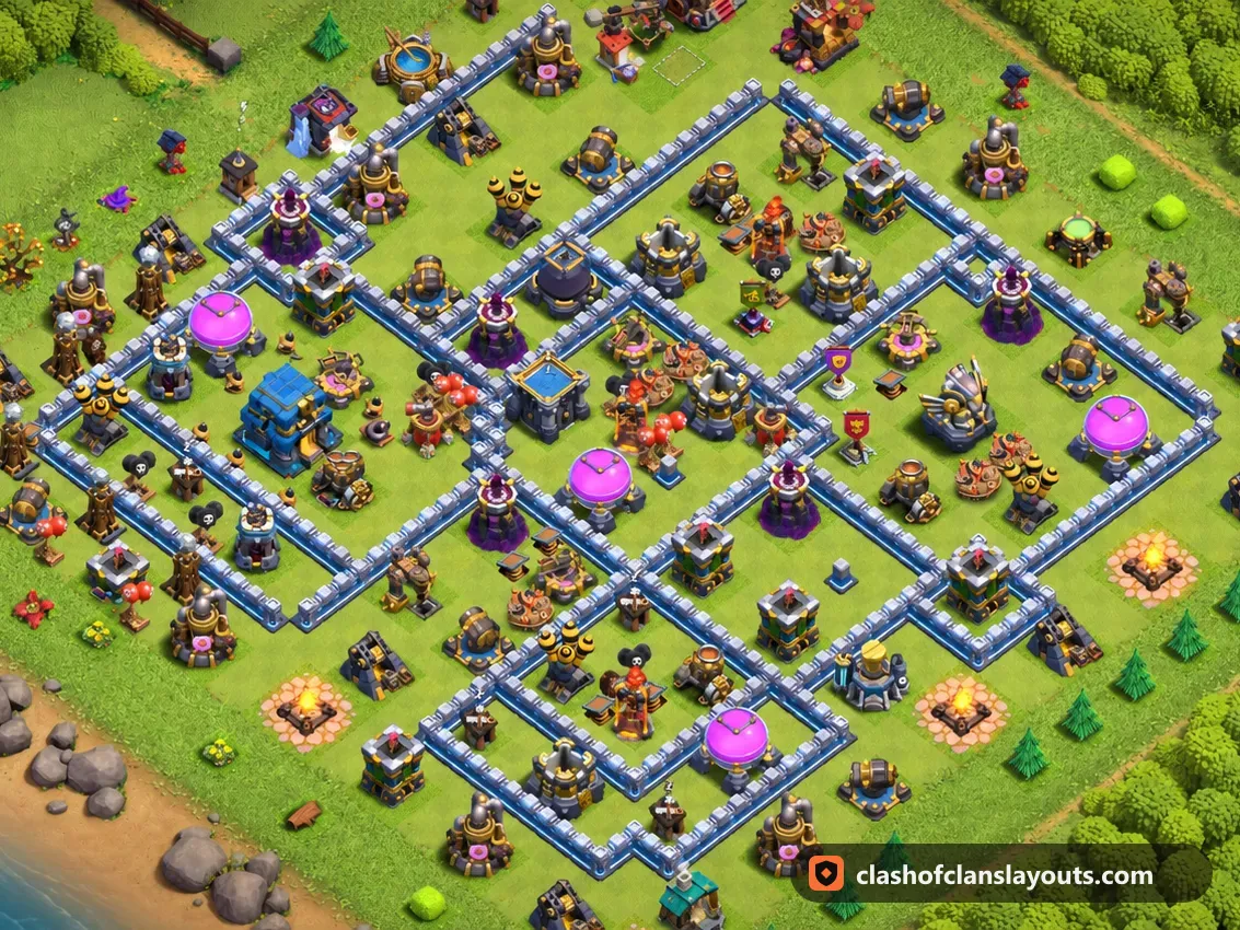 TH12 Farm Base Layout 88: Clash of Clans Town Hall 12 farm base layout, full base picture