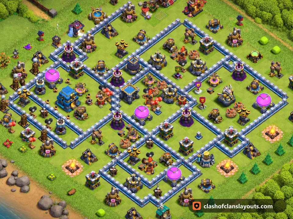 TH12 Farm Base Layout 88: Clash of Clans Town Hall 12 farm base layout, full base picture