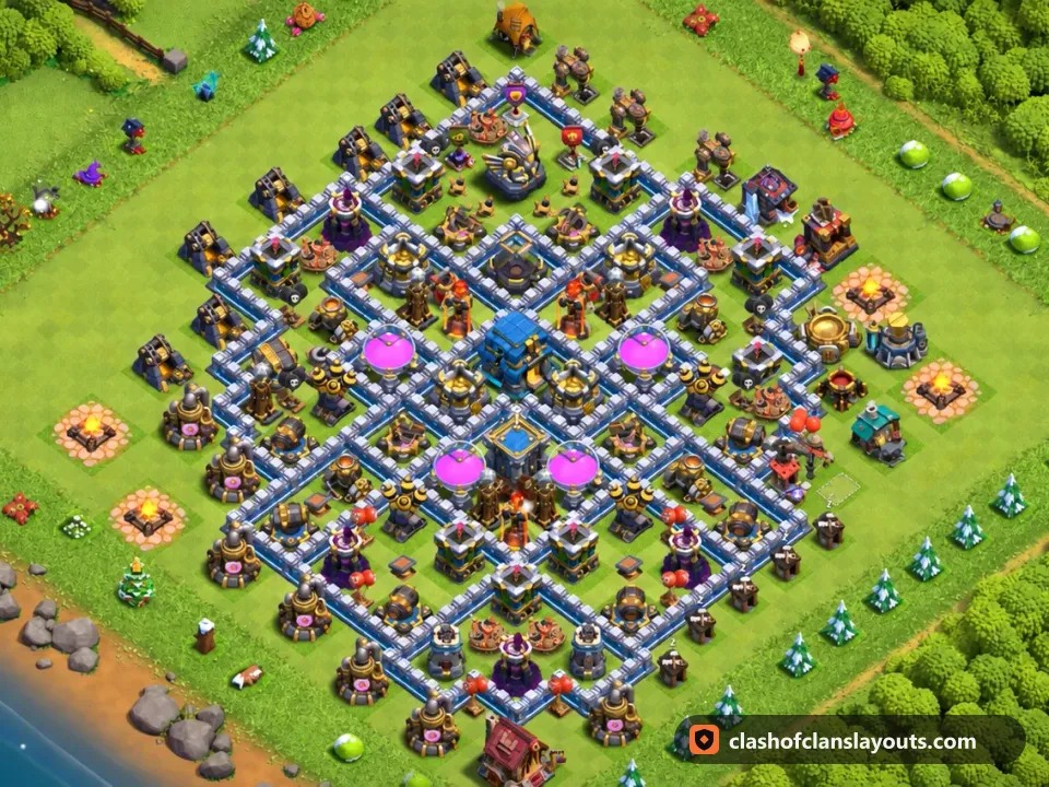 TH12 Farm Base Layout 90: Clash of Clans Town Hall 12 farm base layout, full base picture