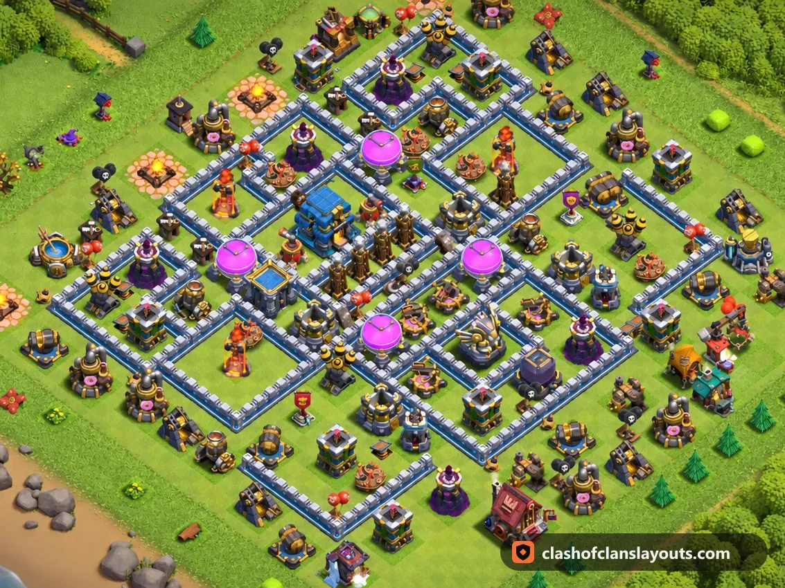 Farmbase TH12 91: Clash of Clans Farmbase für Rathaus 12, komplettes Bild der Base