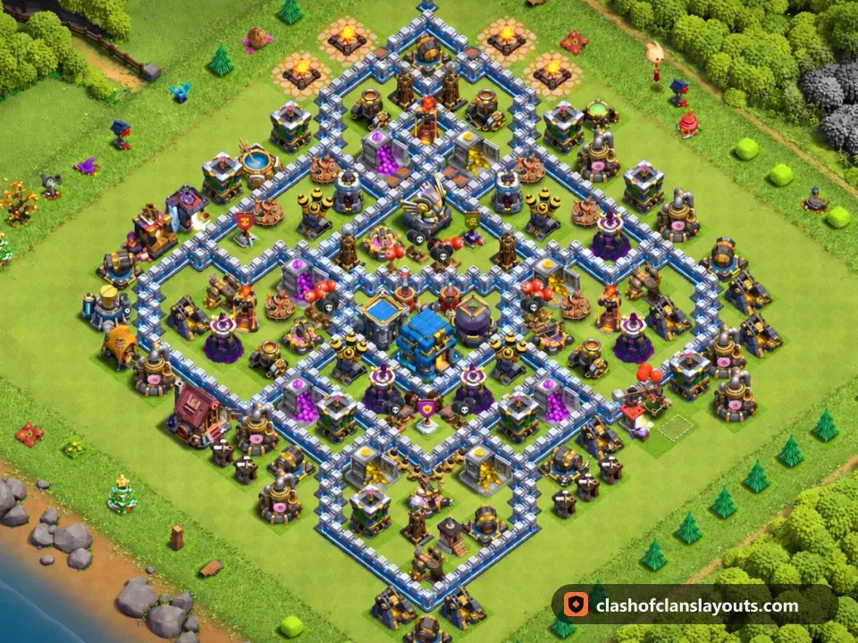 TH12 Farm Base Layout 92: Clash of Clans Town Hall 12 farm base layout, full base picture