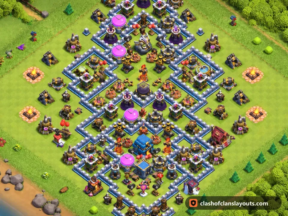 TH12 Farm Base Layout 94: Clash of Clans Town Hall 12 farm base layout, full base picture