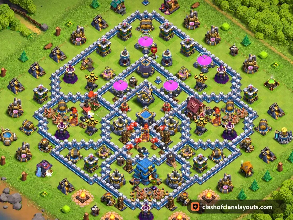 Base de Farm TH12 99: layout de base de farm de Clash of Clans para Centro de Vila 12, imagem completa da base