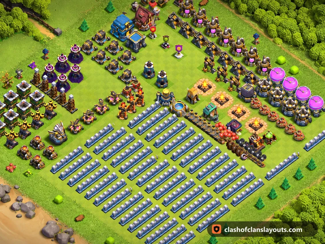 Base Divertida TH12 34: layout de base divertida de Clash of Clans para Centro de Vila 12, imagem completa da base