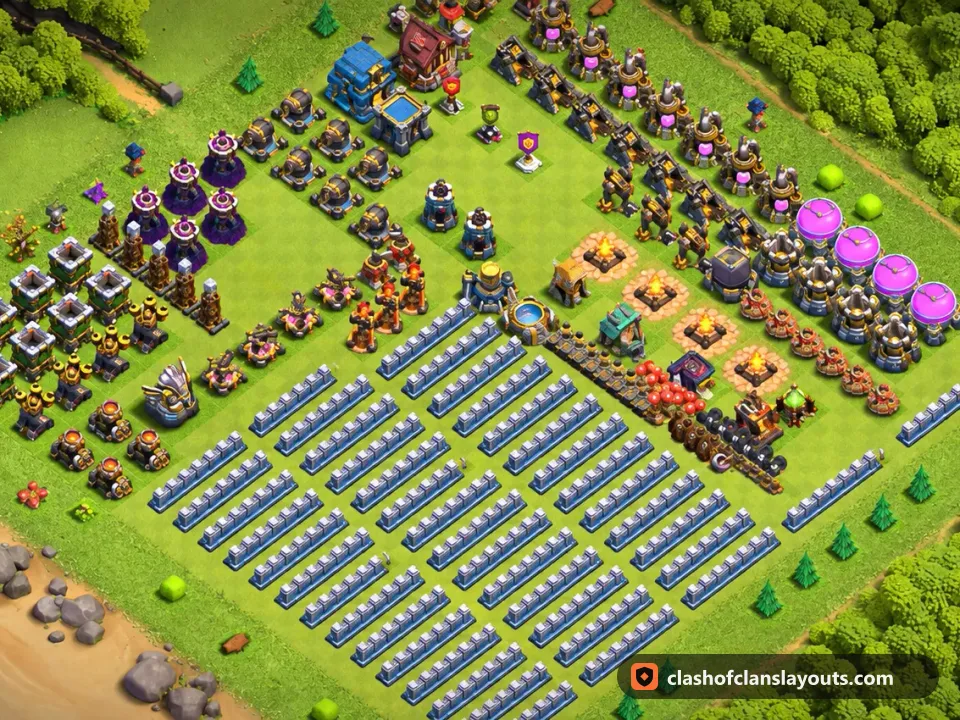 TH12 Funny Base Layout 34: Clash of Clans Town Hall 12 fun base layout, full base picture