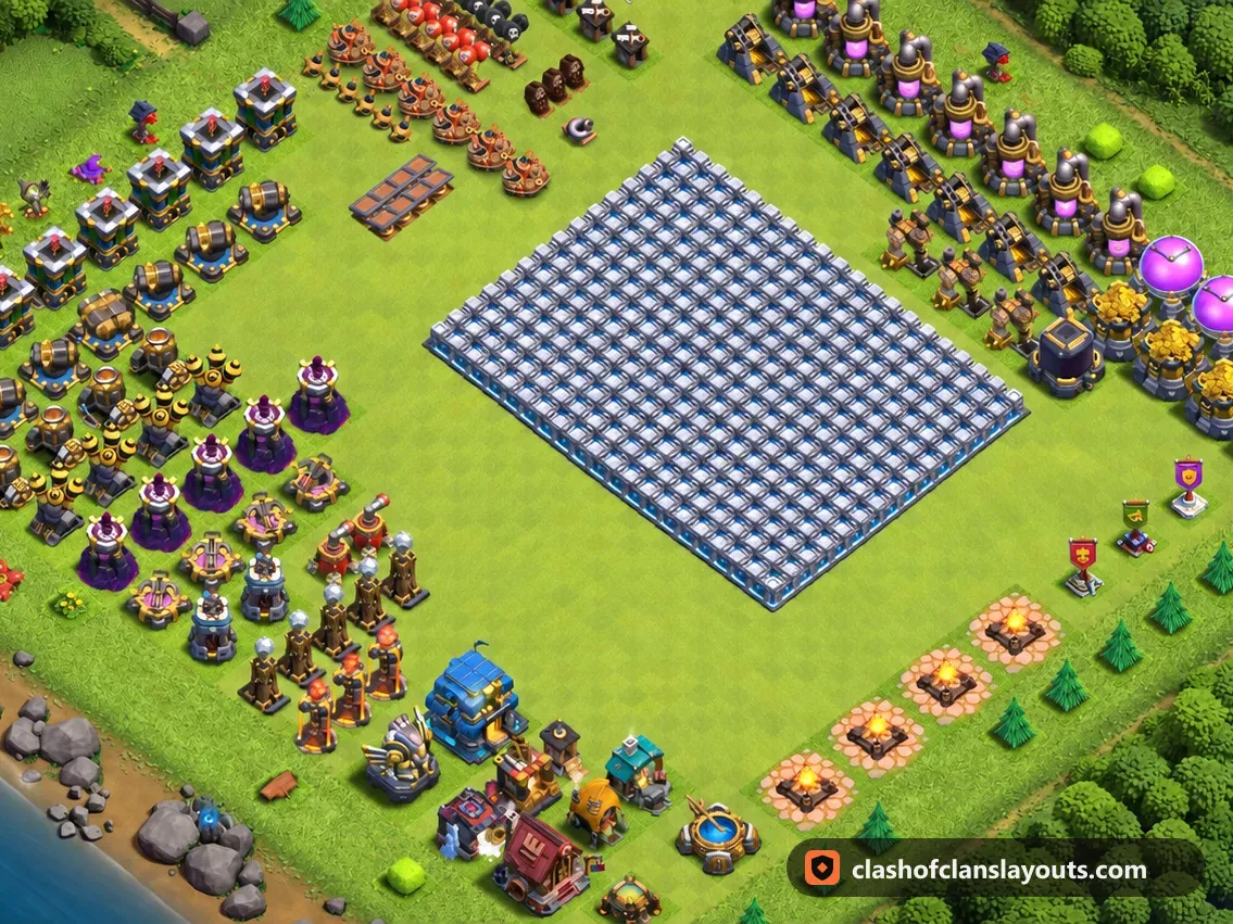 Base Divertida TH12 35: layout de base divertida de Clash of Clans para Centro de Vila 12, imagem completa da base