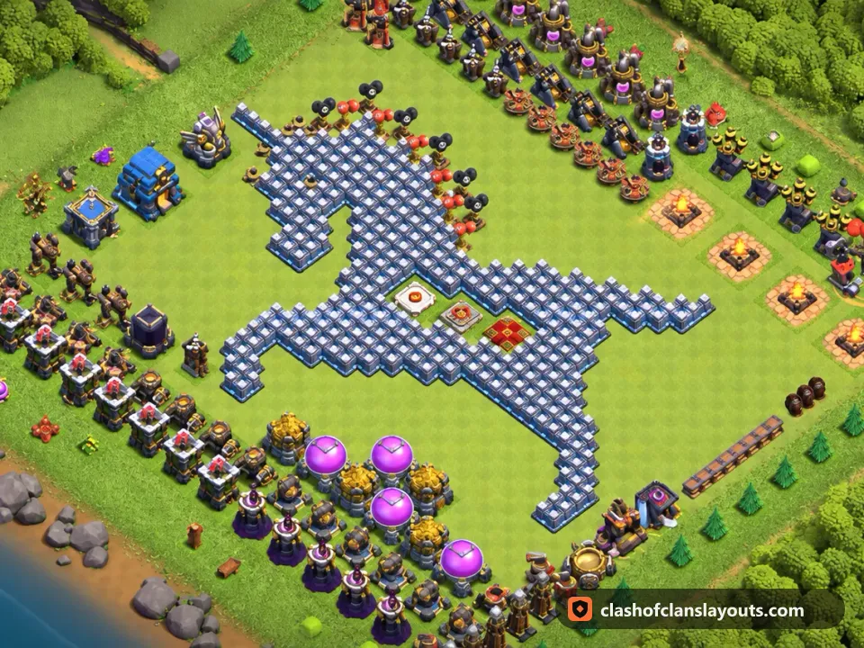 TH12 Funny Base Layout 37: Clash of Clans Town Hall 12 fun base layout, full base picture