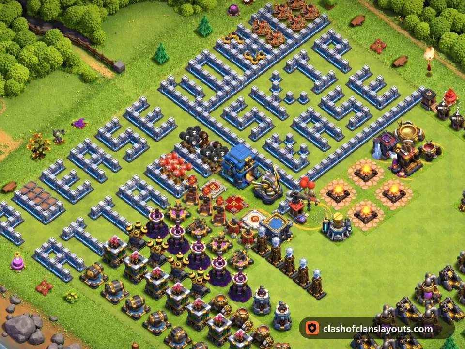 TH12 Funny Base Layout 38: Clash of Clans Town Hall 12 fun base layout, full base picture