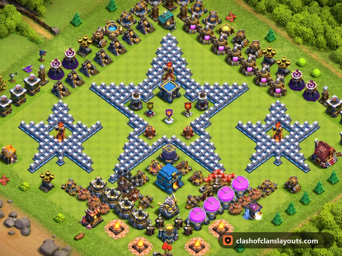 TH12 Funny Base Layout 39: Clash of Clans Town Hall 12 fun base layout, full base picture