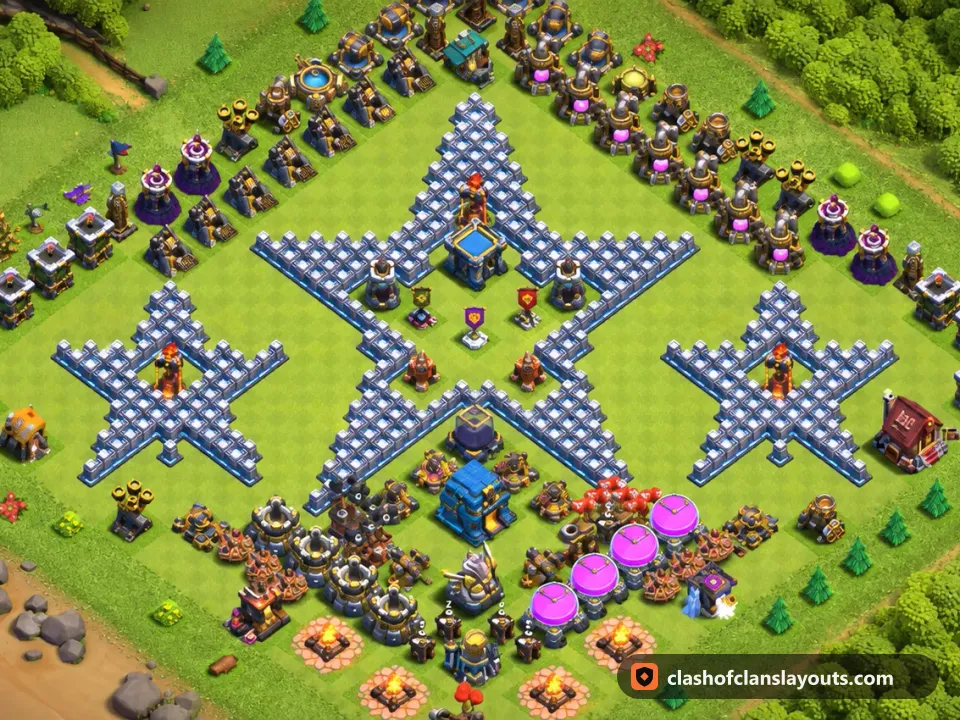 TH12 Funny Base Layout 39: Clash of Clans Town Hall 12 fun base layout, full base picture