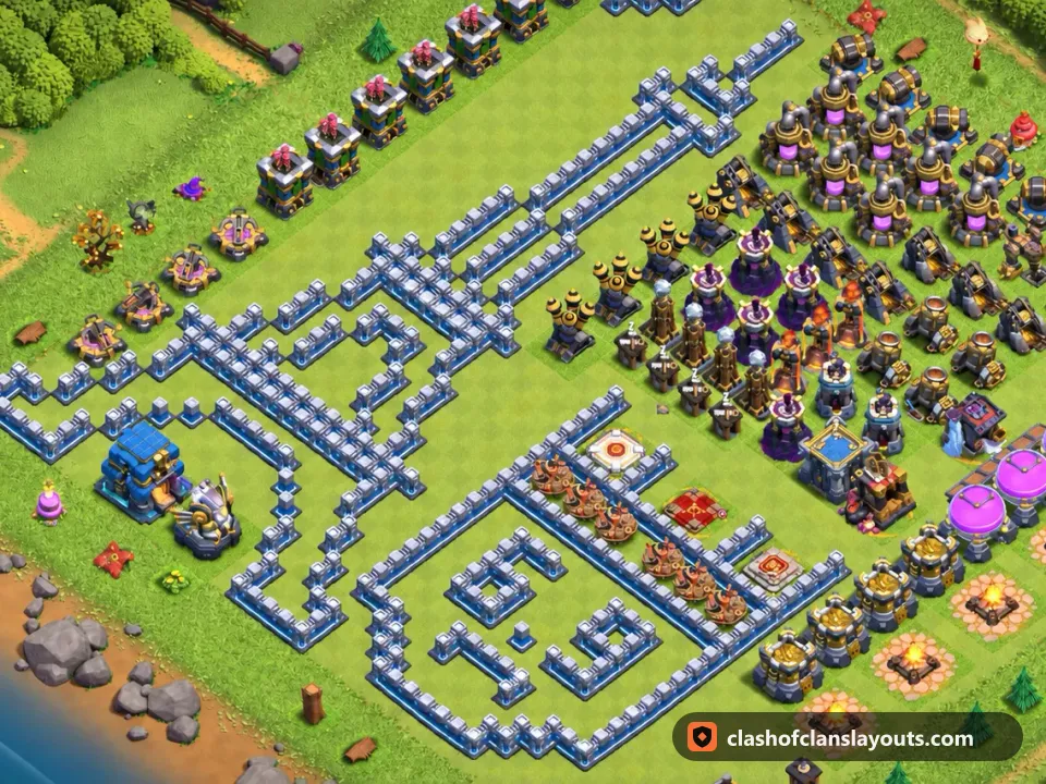 TH12 Funny Base Layout 40: Clash of Clans Town Hall 12 fun base layout, full base picture