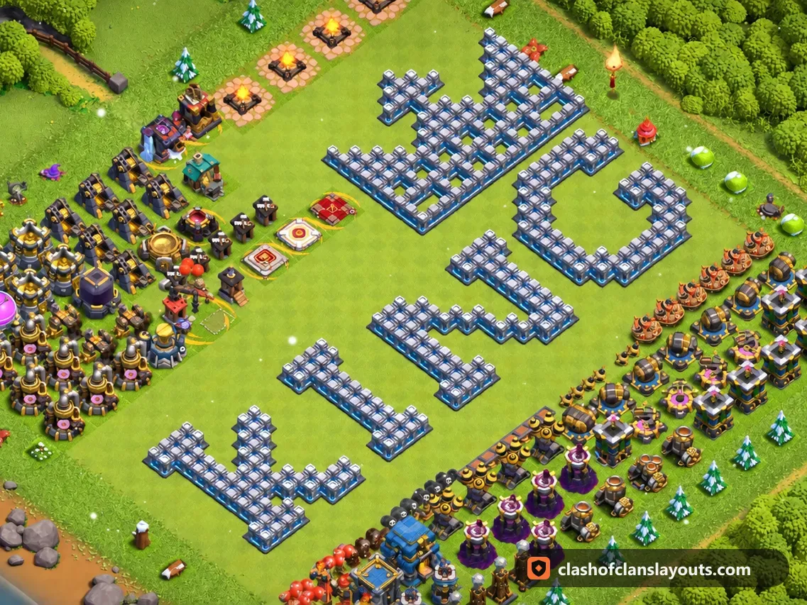 TH12 Funny Base Layout 41: Clash of Clans Town Hall 12 fun base layout, full base picture