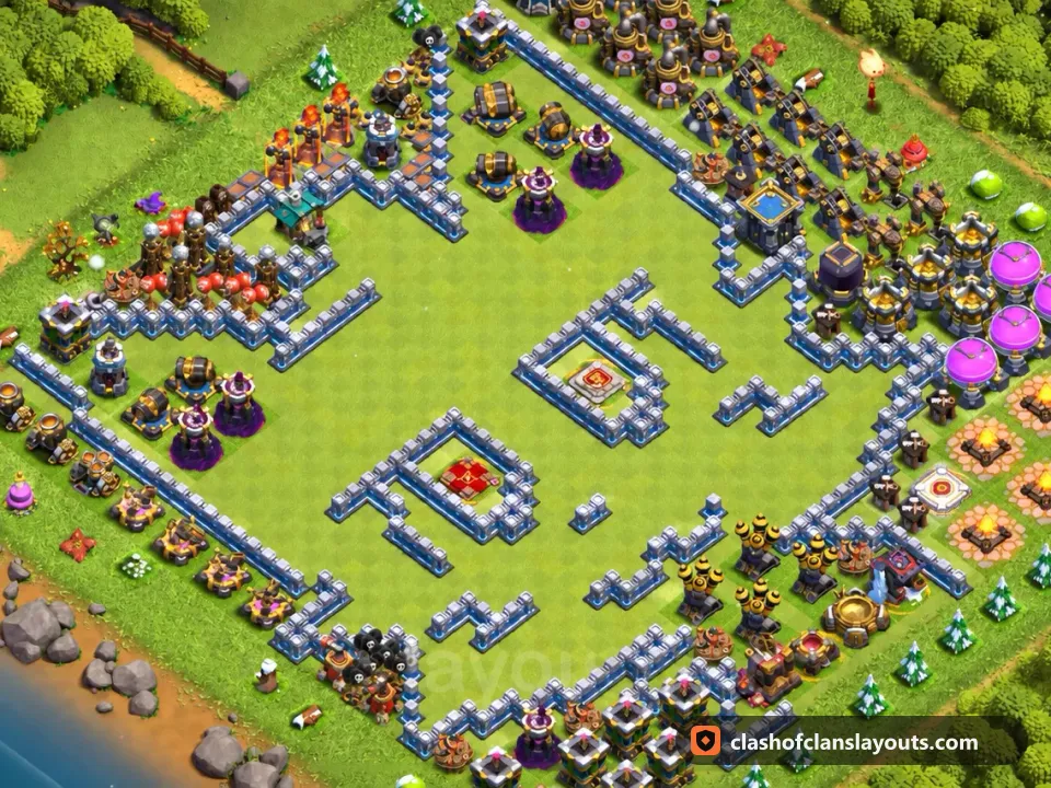 TH12 Funny Base Layout 42: Clash of Clans Town Hall 12 fun base layout, full base picture