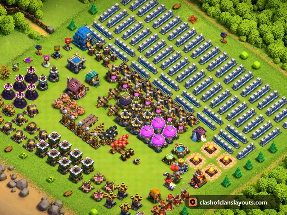 TH12 Funny Base Layout 43: Clash of Clans Town Hall 12 fun base layout, full base picture