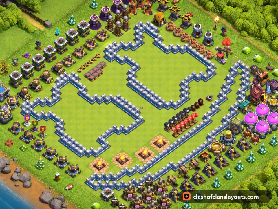 TH12 Funny Base Layout 45: Clash of Clans Town Hall 12 fun base layout, full base picture