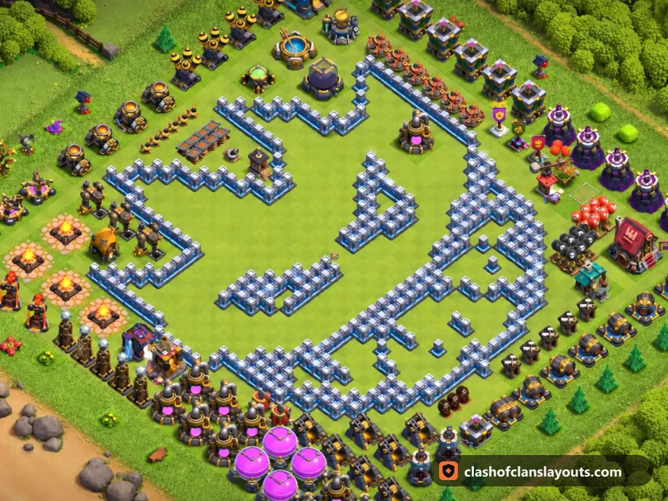 TH12 Funny Base Layout 46: Clash of Clans Town Hall 12 fun base layout, full base picture