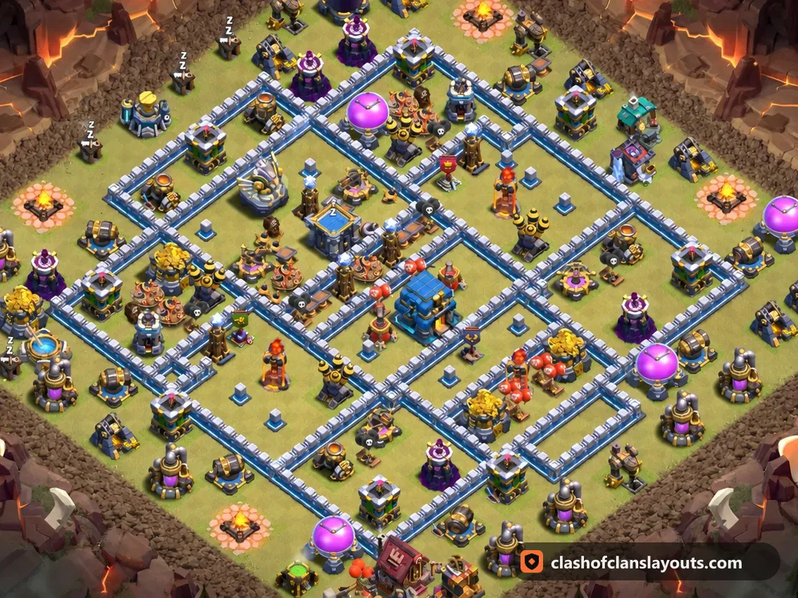 Base da Guerra TH12 194: layout base guerra per Municipio 12 di Clash of Clans, immagine completa della base