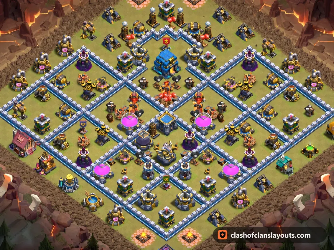 Base War TH12 195: layout base War Clash of Clans Town Hall 12, gambar base lengkap