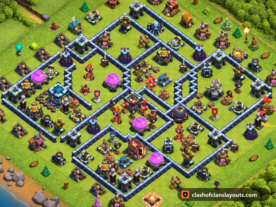 TH13 Farm Base Layout 67: Clash of Clans Town Hall 13 farm base layout, full base picture