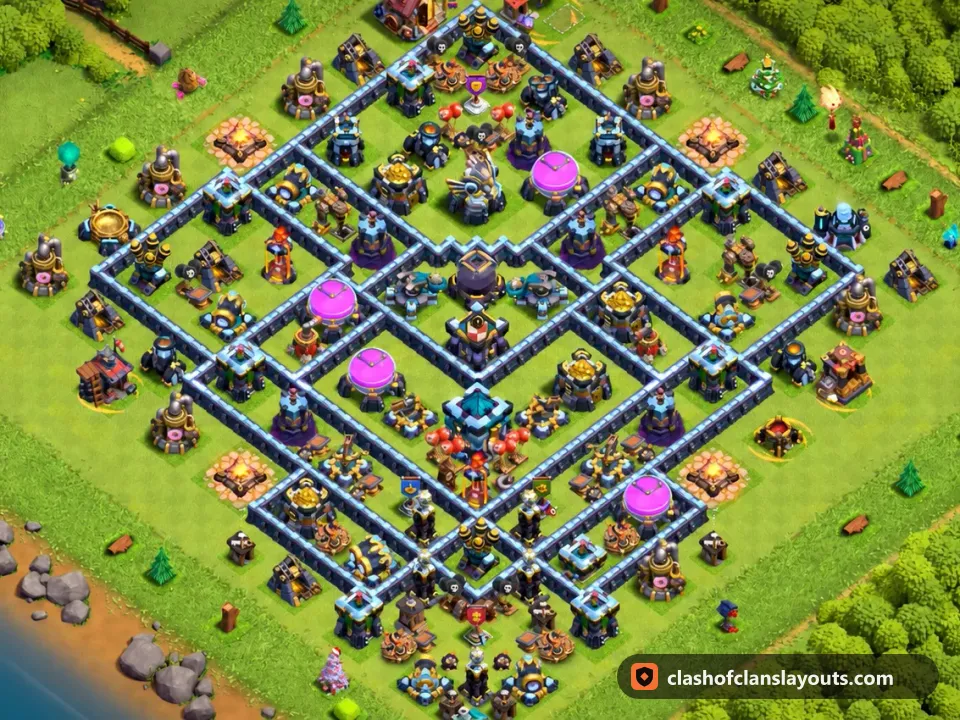 TH13 Farm Base Layout 69: Clash of Clans Town Hall 13 farm base layout, full base picture