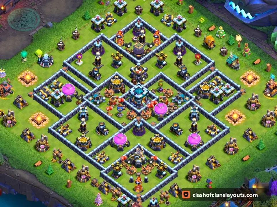 TH13 Farm Base Layout 71: Clash of Clans Town Hall 13 farm base layout, full base picture
