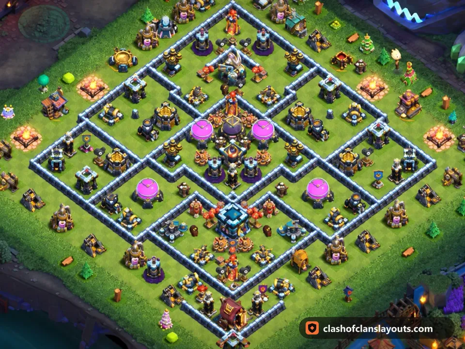 TH13 Farm Base Layout 72: Clash of Clans Town Hall 13 farm base layout, full base picture