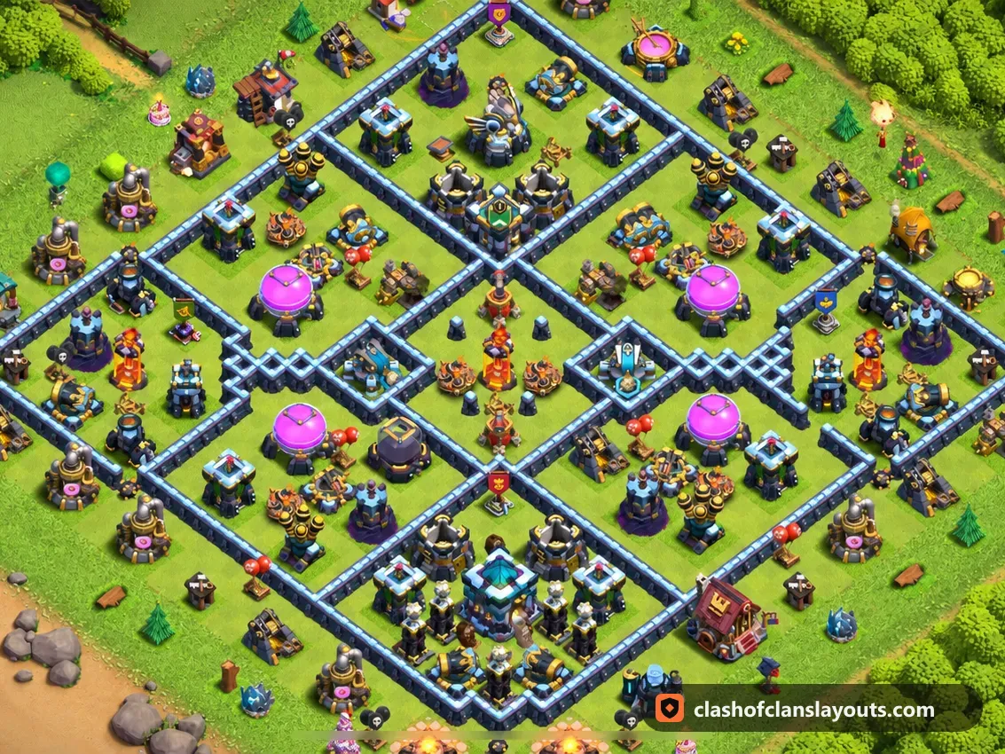TH13 Farm Base Layout 76: Clash of Clans Town Hall 13 farm base layout, full base picture