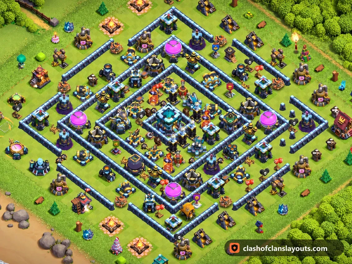 TH13 Farm Base Layout 78: Clash of Clans Town Hall 13 farm base layout, full base picture