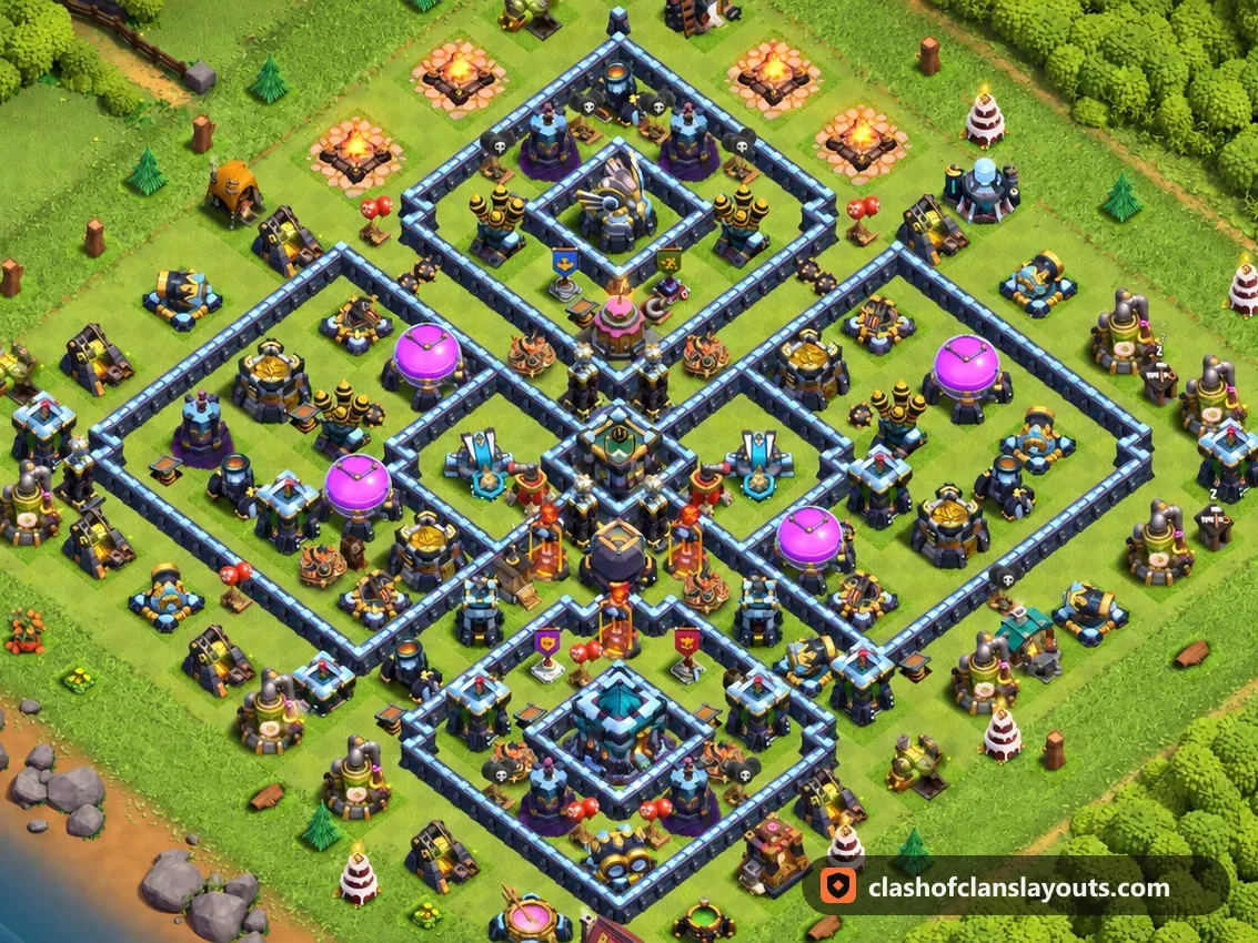 TH13 Farm Base Layout 81: Clash of Clans Town Hall 13 farm base layout, full base picture