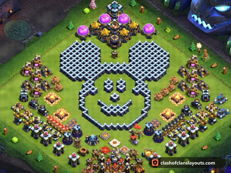 TH13 Funny Base Layout 45: Clash of Clans Town Hall 13 fun base layout, full base picture