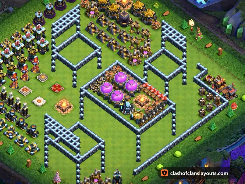 TH13 Funny Base Layout 48: Clash of Clans Town Hall 13 fun base layout, full base picture