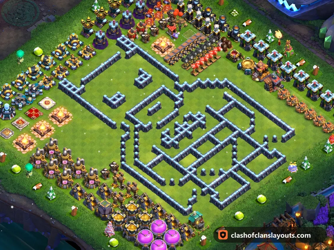 TH13 Funny Base Layout 49: Clash of Clans Town Hall 13 fun base layout, full base picture