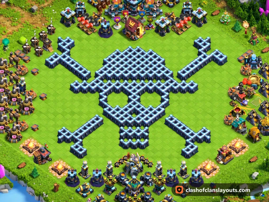 Base Divertida TH13 53: layout de base divertida de Clash of Clans para Centro de Vila 13, imagem completa da base