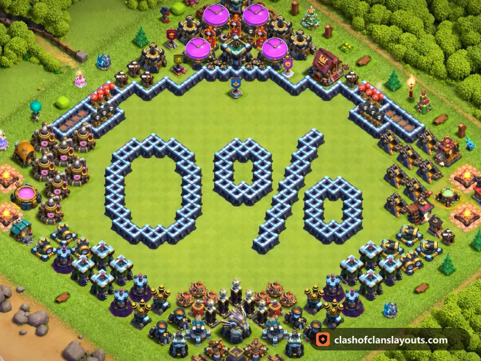 TH13 Funny Base Layout 56: Clash of Clans Town Hall 13 fun base layout, full base picture