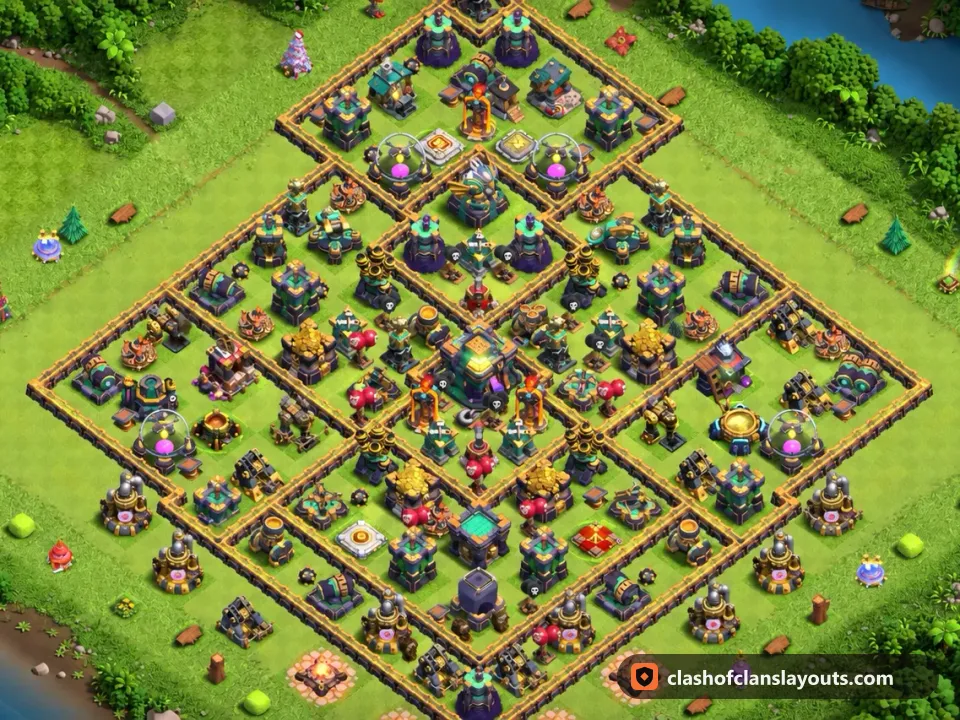 TH14 Farm Base Layout 45: Clash of Clans Town Hall 14 farm base layout, full base picture