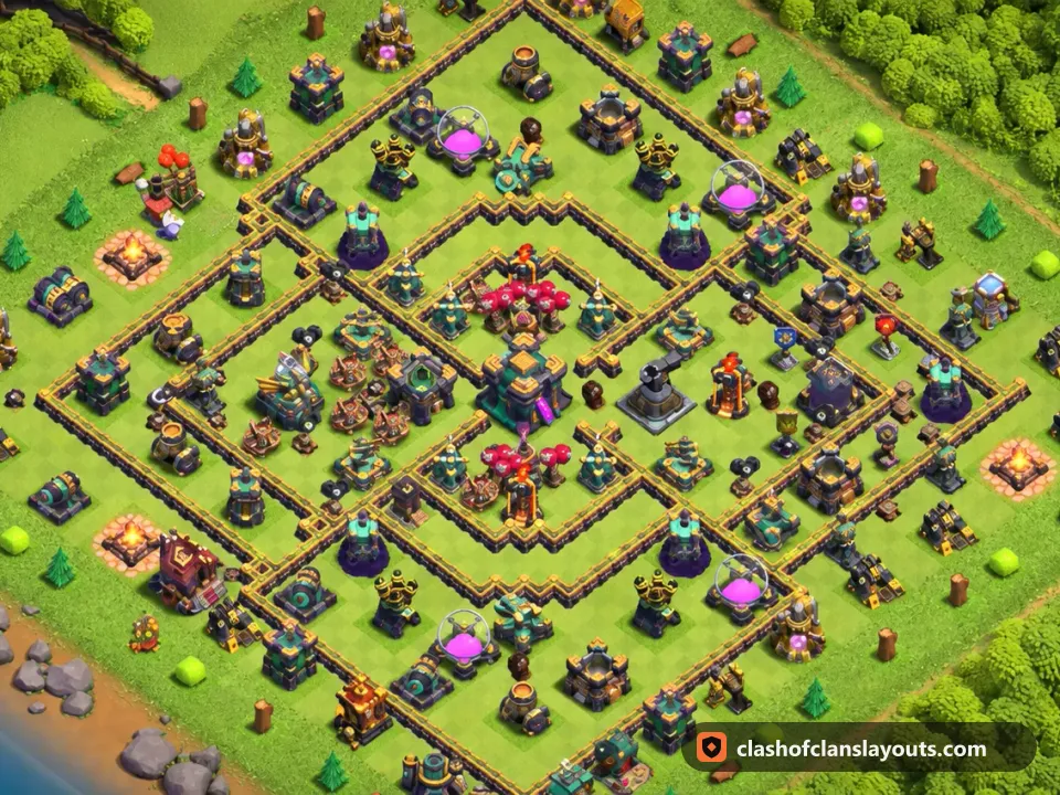 TH14 Farm Base Layout 54: Clash of Clans Town Hall 14 farm base layout, full base picture