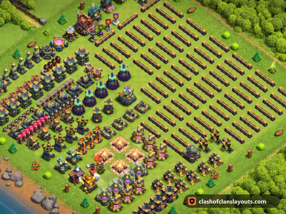 TH14 Funny Base Layout 43: Clash of Clans Town Hall 14 fun base layout, full base picture