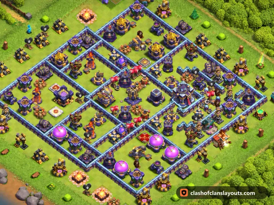 TH15 Farm Base Layout 24: Clash of Clans Town Hall 15 farm base layout, full base picture