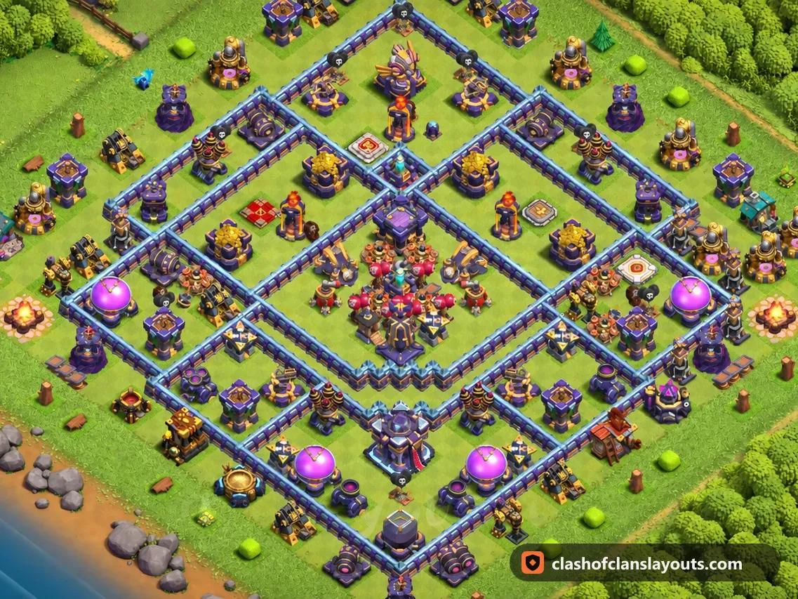 TH15 Farm Base Layout 27: Clash of Clans Town Hall 15 farm base layout, full base picture