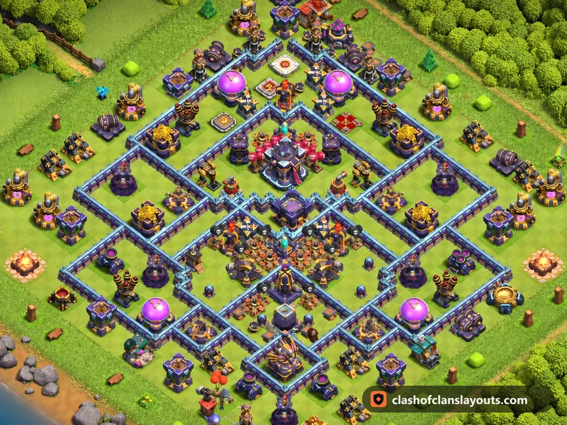 TH15 Farm Base Layout 28: Clash of Clans Town Hall 15 farm base layout, full base picture
