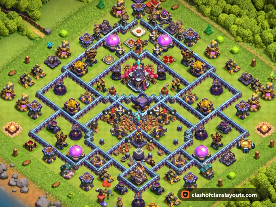TH15 Farm Base Layout 28: Clash of Clans Town Hall 15 farm base layout, full base picture