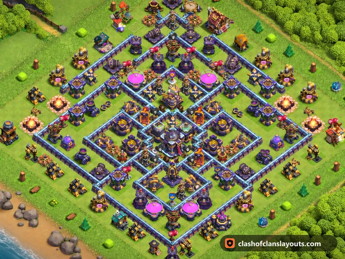 TH15 Farm Base Layout 29: Clash of Clans Town Hall 15 farm base layout, full base picture