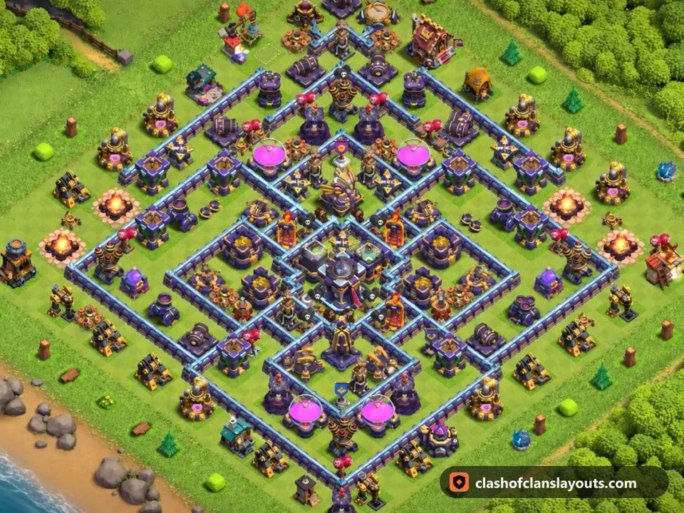 TH15 Farm Base Layout 29: Clash of Clans Town Hall 15 farm base layout, full base picture